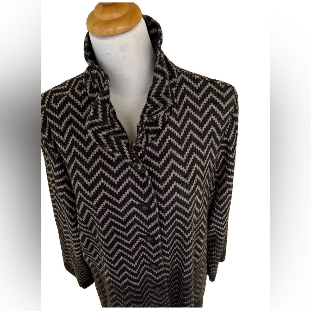 John Mark XL Gray Chevron Swing Cardigan Wired Collar Lagenlook